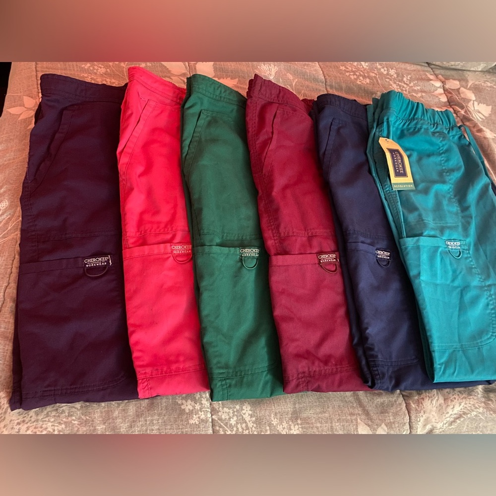 Cherokee Workwear Scrub Pants in Assorted Colors Lot of 6 Medium Tall
